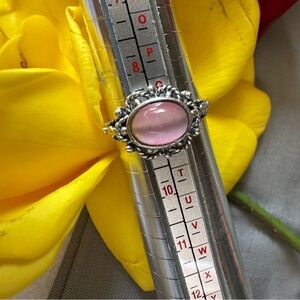 Elegant sterling Silver 925 and Pink Women's Ring size 9